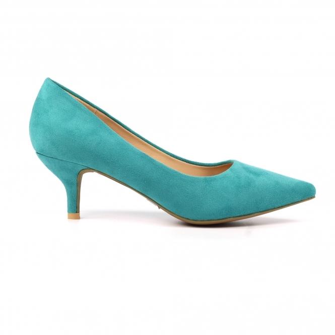 lunar Abby Green Kitten Heel Court Shoe
