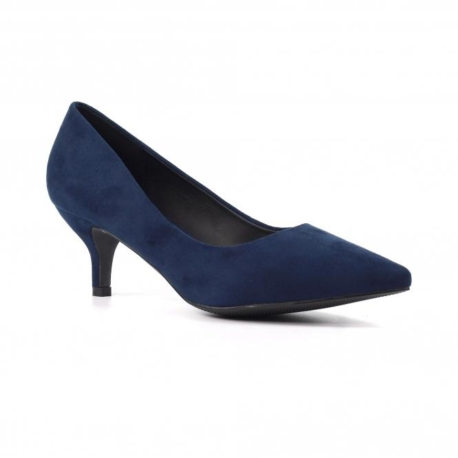 Lunar Abby Navy Kitten Heel Court Shoe