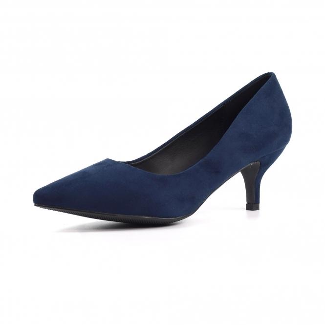 Lunar Abby Navy Kitten Heel Court Shoe