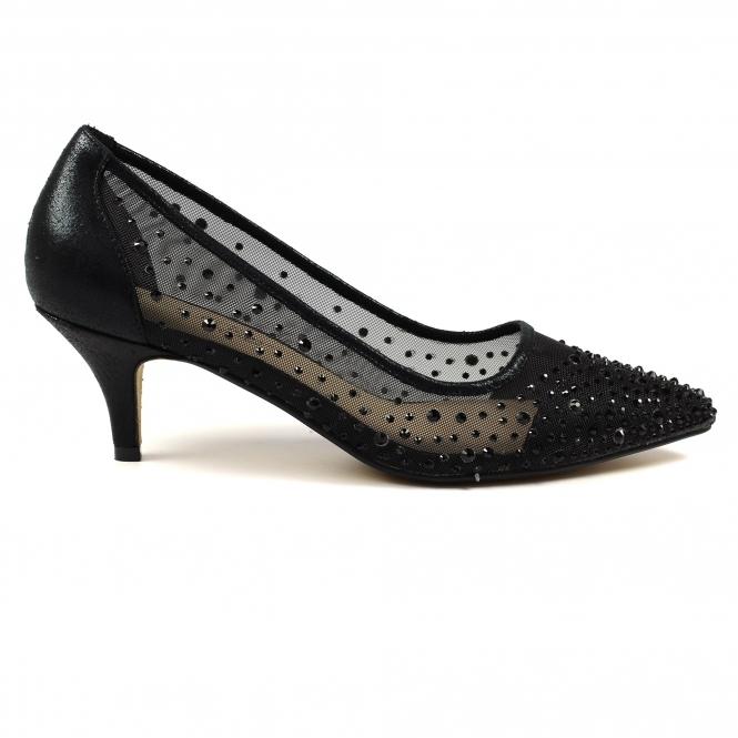 lunar Alisha Black Gemstone Kitten Heel