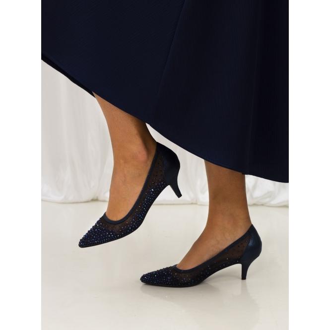 Lunar Alisha Navy Gemstone Kitten Heel