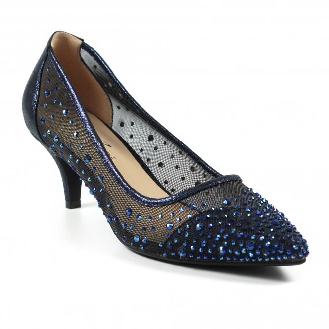 Lunar Alisha Navy Gemstone Kitten Heel
