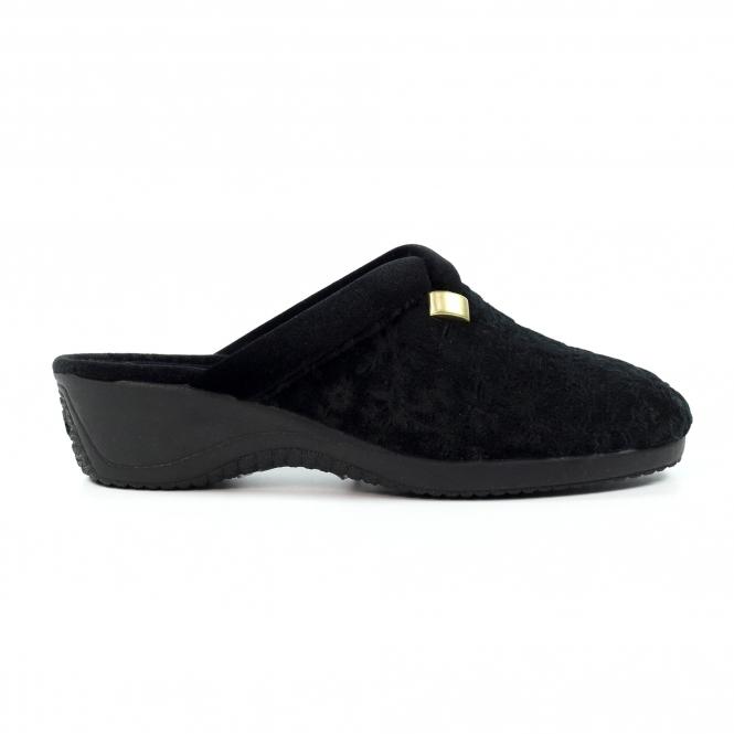 lunar Amaretto Black Mule Slipper