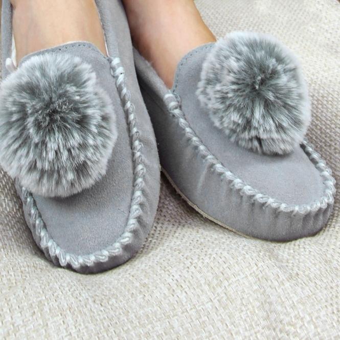 Lunar Bessie Grey Suede Slipper