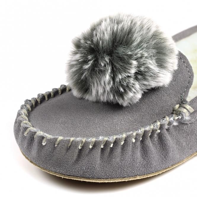 Lunar Bessie Grey Suede Slipper
