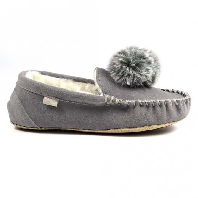 lunar Bessie Grey Suede Slipper