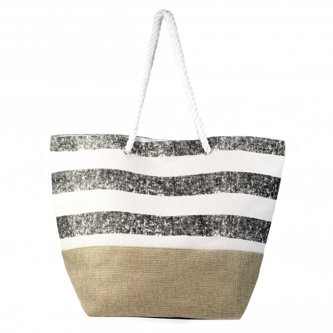 lunar Blush Grey Stripe Beach Bag