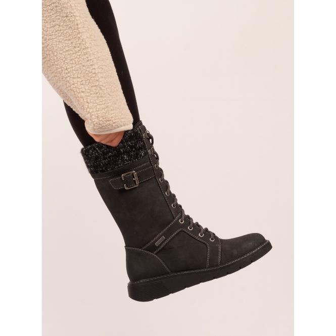 Lunar Caesar Black Wide Fit Long Boot