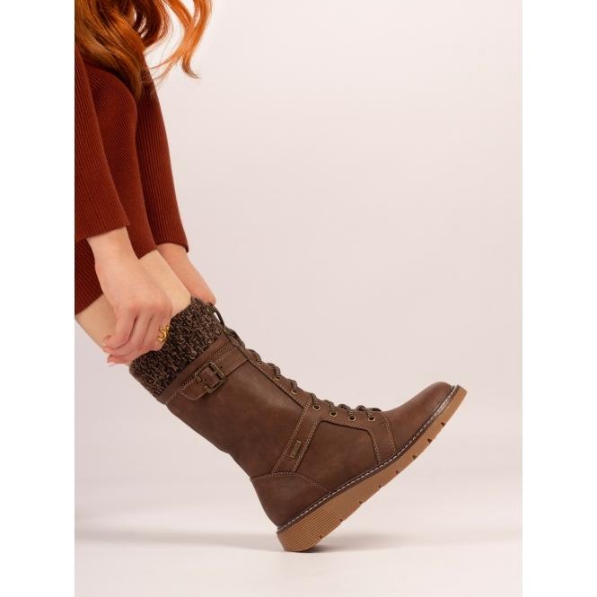 Lunar Caesar Brown Wide Fit Long Boot