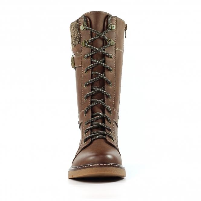 Lunar Caesar Brown Wide Fit Long Boot