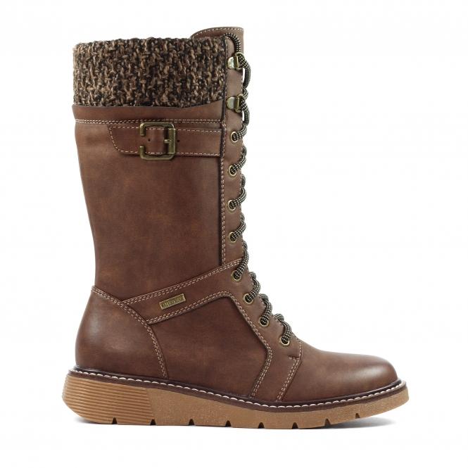 lunar Caesar Brown Wide Fit Long Boot
