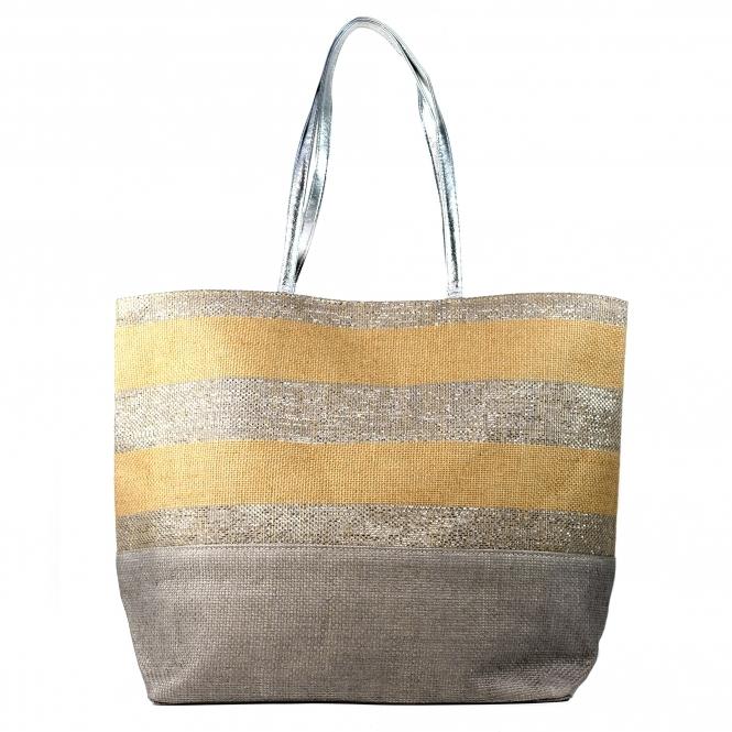 lunar Carella Silver Stripe Beach Bag