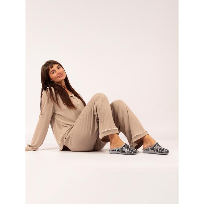 Lunar Crackle Grey Slip On Slipper