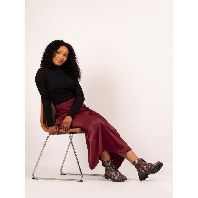 Lunar Dazzle Burgundy Floral Ankle Boot
