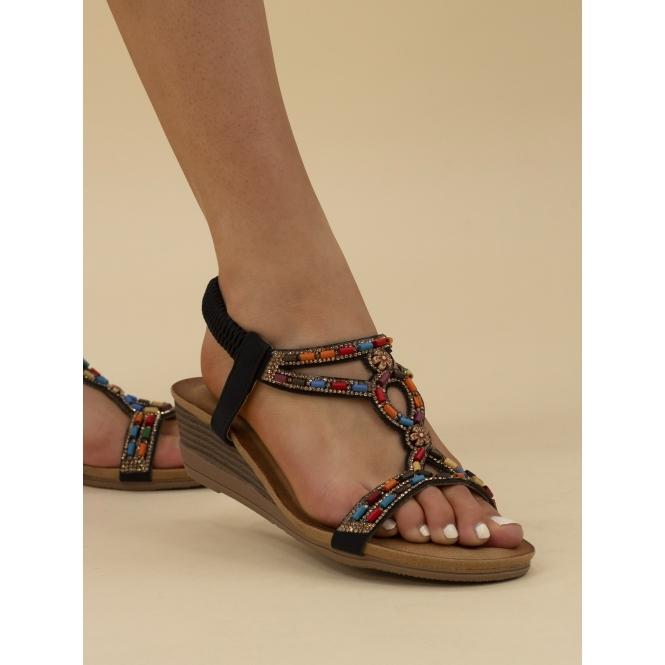 Lunar Epsom Black Wedge Sandal