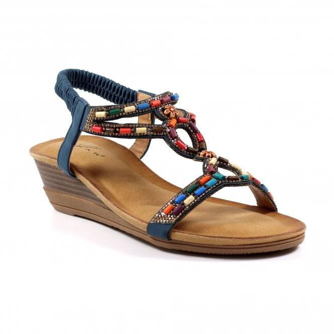 Lunar Epsom Navy Wedge Sandal