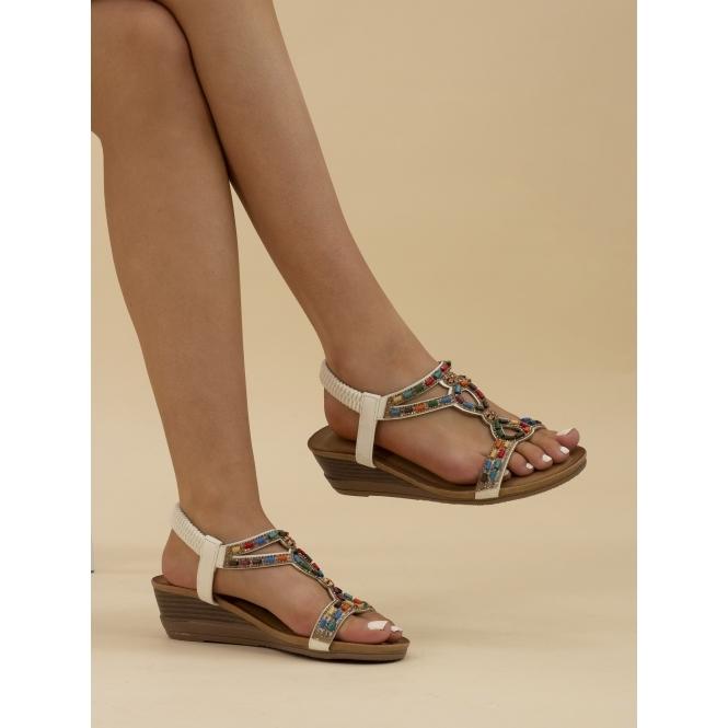 Lunar Epsom White Wedge Sandal