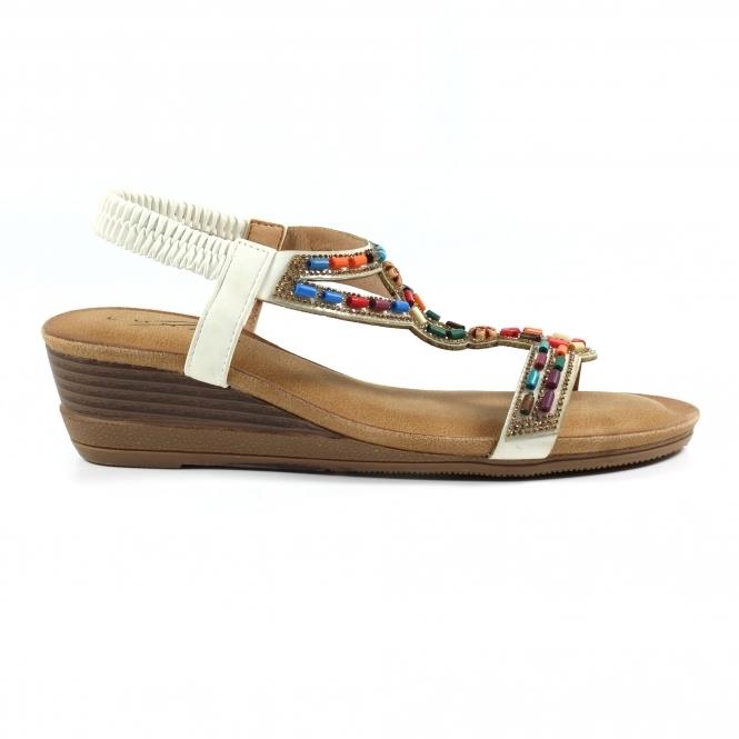 lunar Epsom White Wedge Sandal