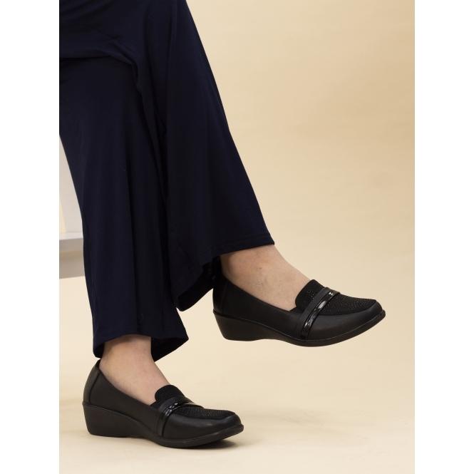 Lunar Esther Black Comfort Wedge Shoe