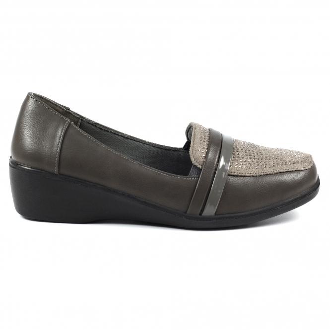 lunar Esther Grey Comfort Wedge Shoe