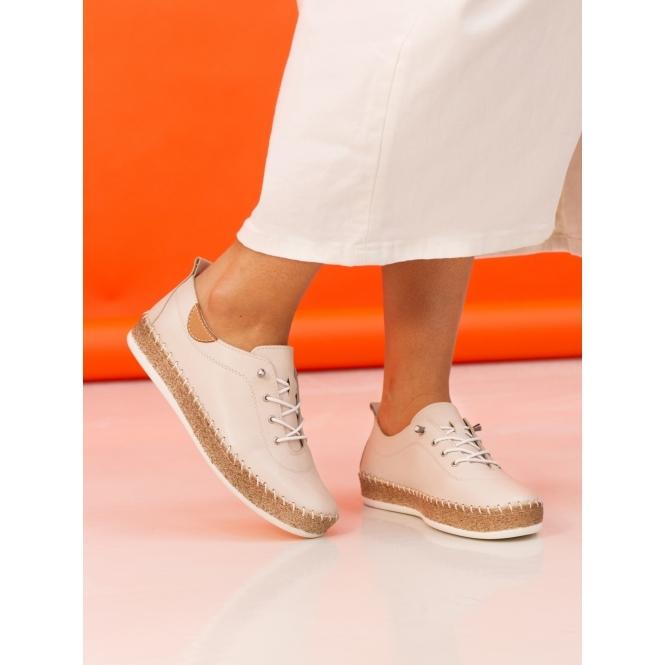 Lunar Evie Cream Leather Plimsoll