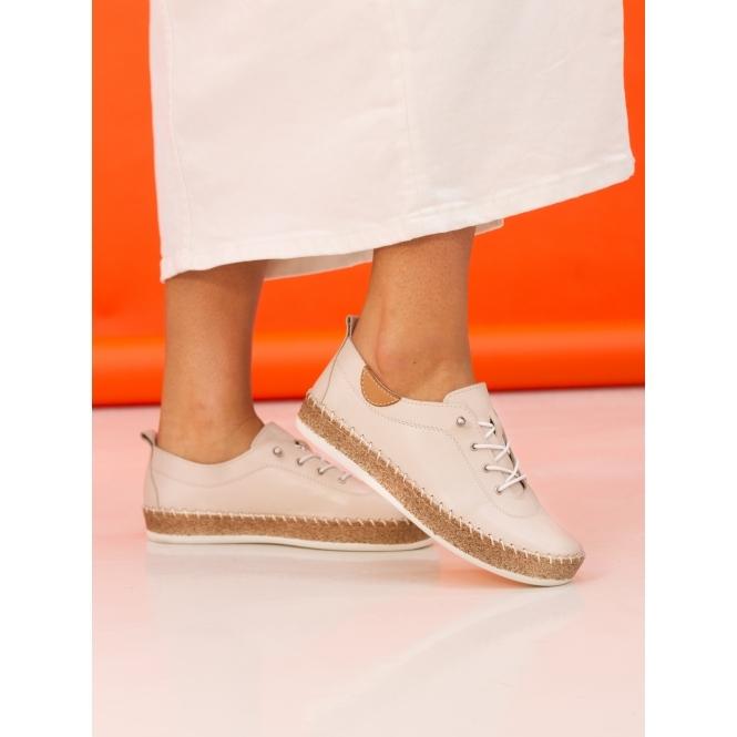 Lunar Evie Cream Leather Plimsoll