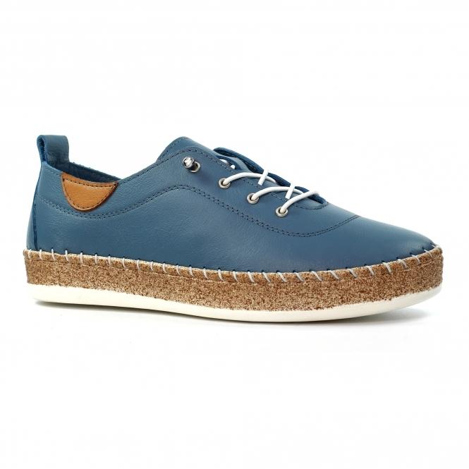 Lunar Evie Mid Blue Leather Plimsoll