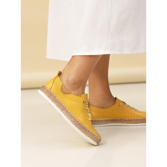 Lunar Evie Mustard Leather Plimsoll