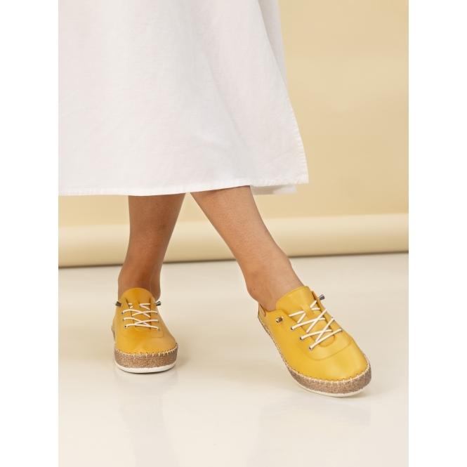Lunar Evie Mustard Leather Plimsoll