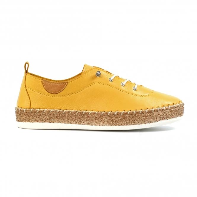 lunar Evie Mustard Leather Plimsoll