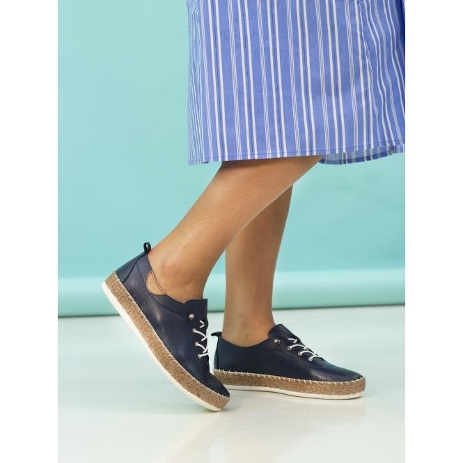 Lunar Evie Navy Leather Plimsoll
