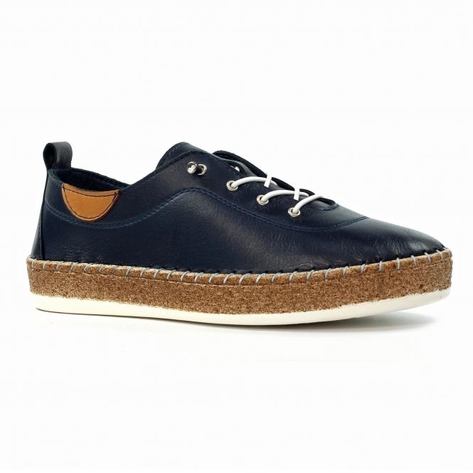 Lunar Evie Navy Leather Plimsoll
