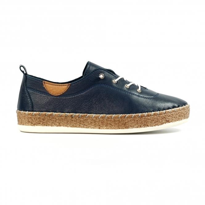 lunar Evie Navy Leather Plimsoll