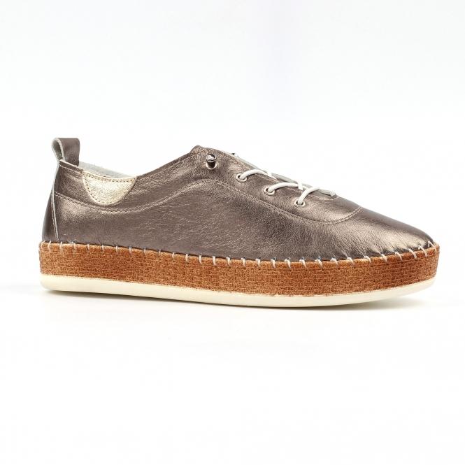 Lunar Evie Pewter Leather Plimsoll