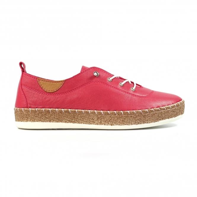 Lunar Evie Raspberry Leather Plimsoll