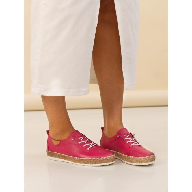 Lunar Evie Raspberry Leather Plimsoll