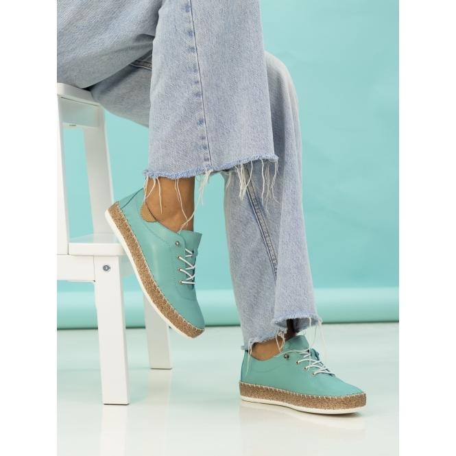 Lunar Evie Turquoise Leather Plimsoll