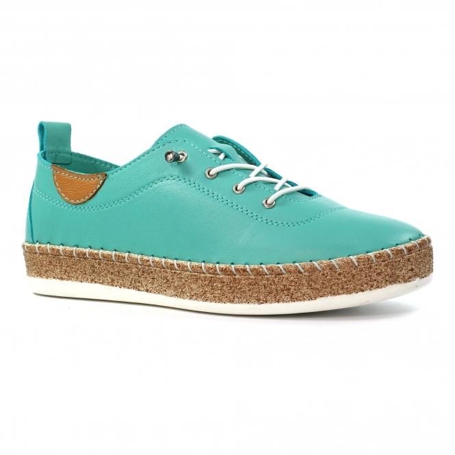 Lunar Evie Turquoise Leather Plimsoll