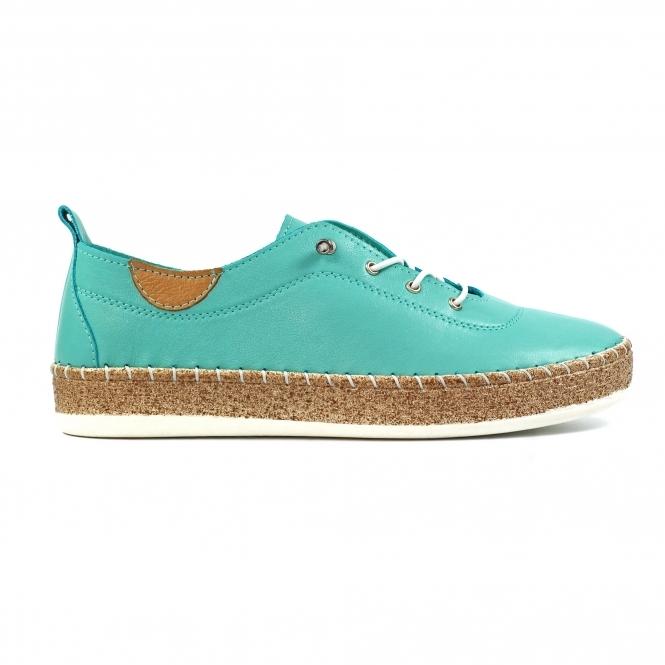 lunar Evie Turquoise Leather Plimsoll