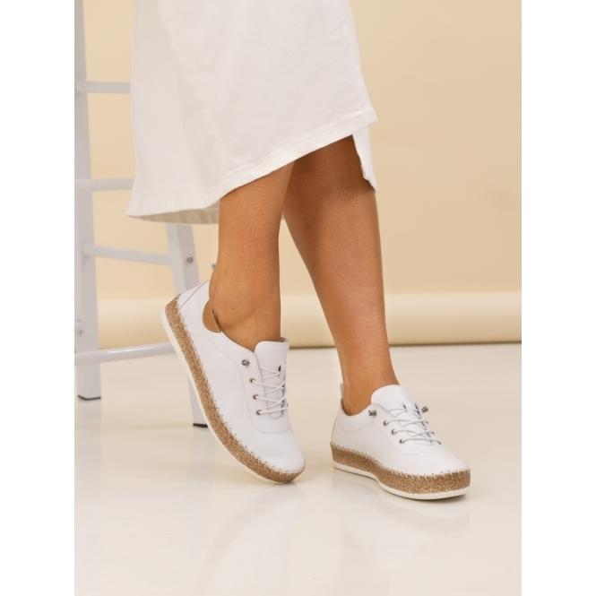 Lunar Evie White Leather Plimsoll
