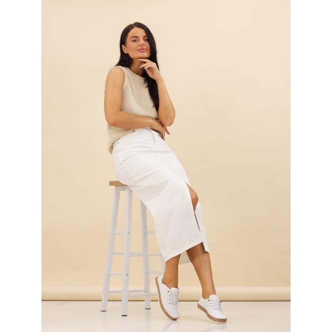 Lunar Evie White Leather Plimsoll