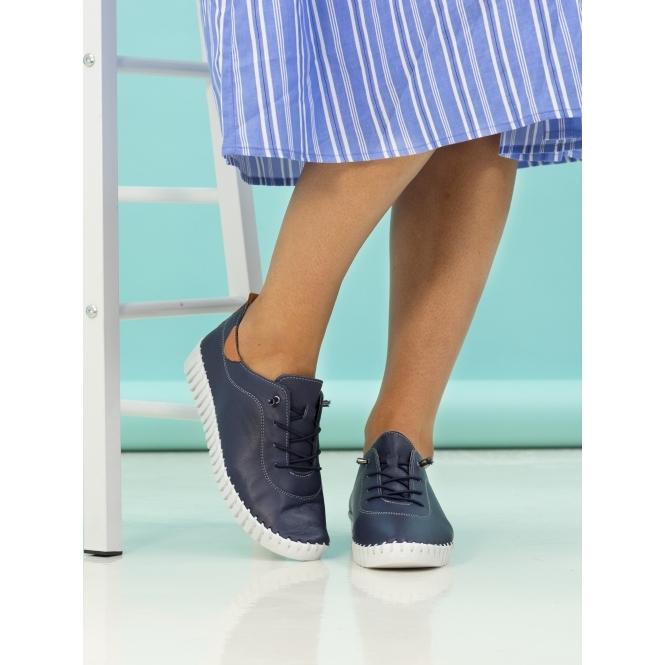 Lunar Flamborough Navy Leather Shoe