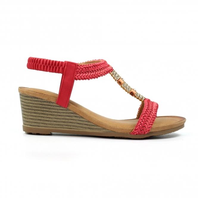 Lunar Florence Coral Wedge Sandal