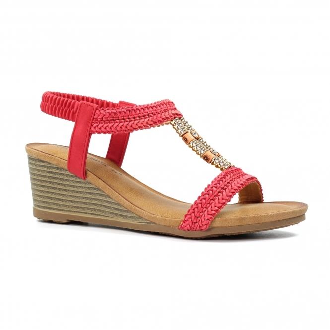 Lunar Florence Coral Wedge Sandal