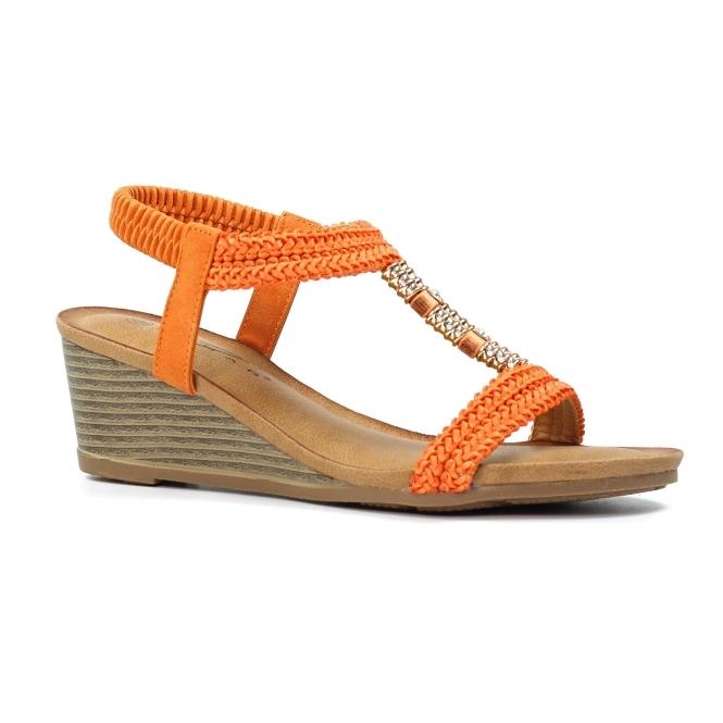 Lunar Florence Orange Wedge Sandal