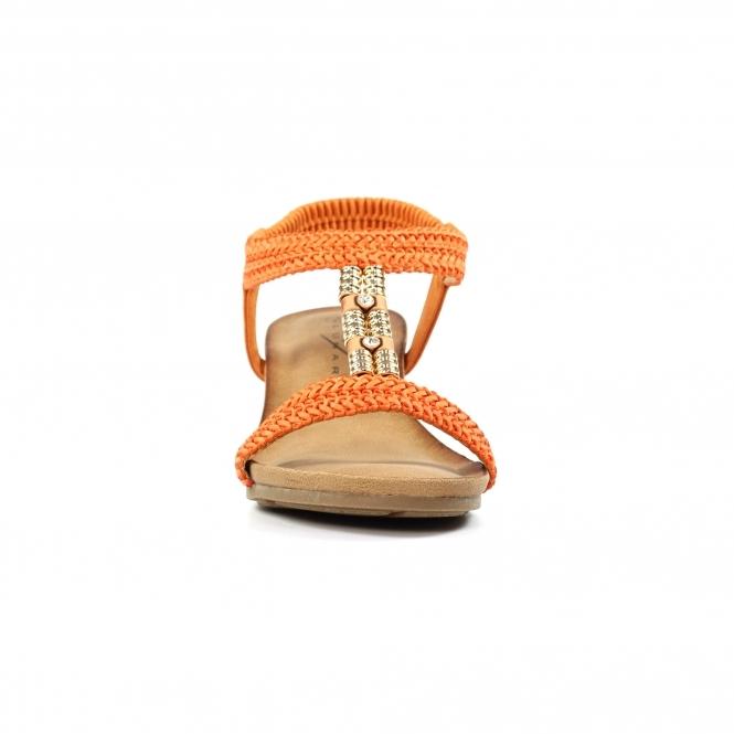 Lunar Florence Orange Wedge Sandal