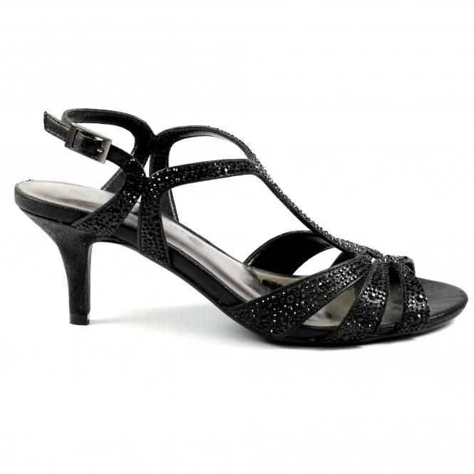 lunar Francie Wide Fit Black Gemstone Sandal