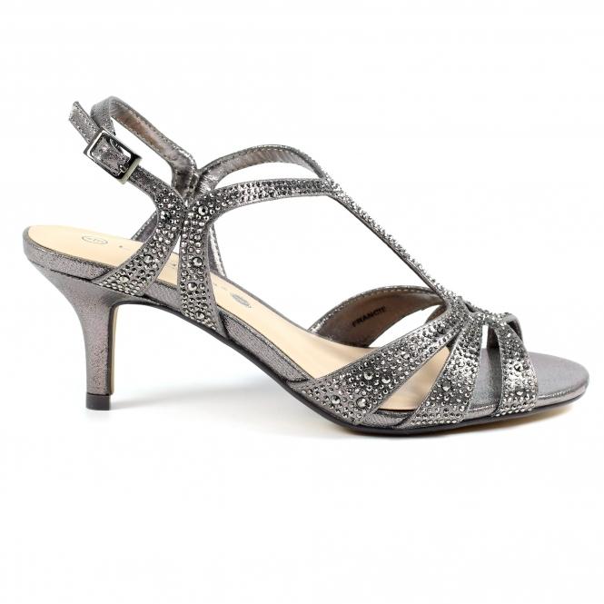 Lunar Francie Wide Fit Pewter Gemstone Sandal