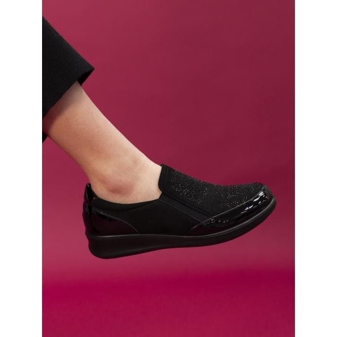 Lunar Hattie Black Wedge Shoe