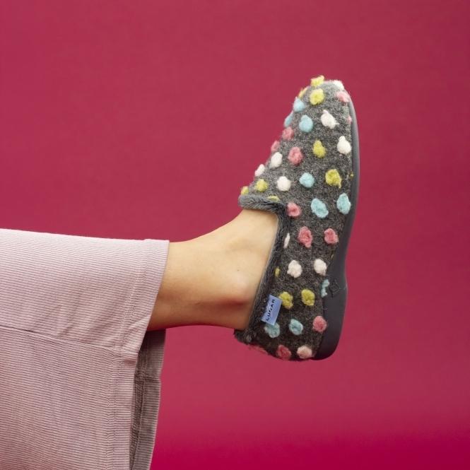 Lunar Helix Grey Polka Dot Slipper